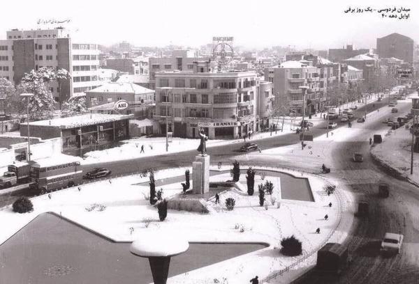 تهران 61 سال پیش در یک روز برفی، فردوسی میان کولاک برف
